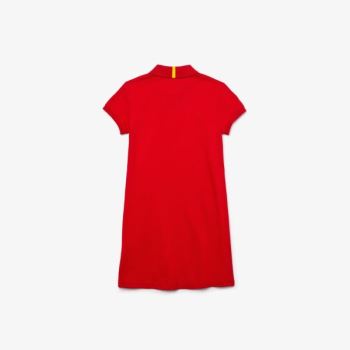 Lacoste Lacoste x National Geographic Cotton Piqué Polo Shirt Dress Dětské - Šaty Červené / Bílé | C